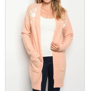 🆕Peach Cardigan Sweater w/white accent